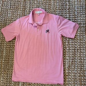 Southern Proper Pink Polo Shirt with Georgia Embroidered Logo YXL
